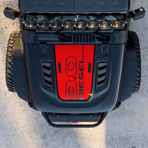 3.0 Diesel Hood Outline Graphic Vinyl Decal Sticker for Jeep Wrangler