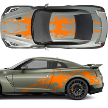 Hood and Sides Dual Blood Graphics Stripes Decal Kit for Nissan GT-R 3