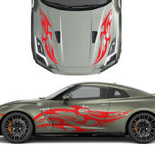 Hood and Sides Dual Tribal Tattoo Graphics Stripes Decal Kit for Nissan GT-R 2