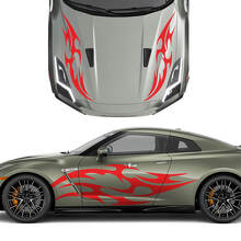 Hood and Sides Dual Tribal Tattoo Graphics Stripes Decal Kit for Nissan GT-R 2 2