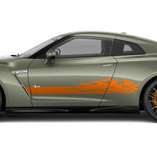 Side Doors Flames Stripes Decal Kit for Nissan GT-R 3