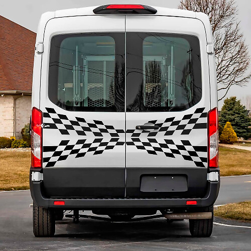 Rear Checkered Graphics Vinyl Decal Sticker for Ford Transit