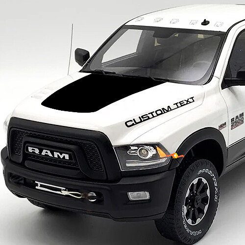 Blackout & Custom Text Hood Vinyl Decals Kit for Dodge Ram 2500_1
