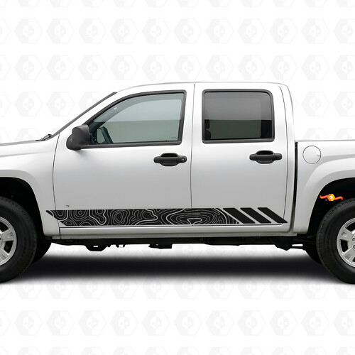 Topographic Contour Door & Rocker Panel Vinyl Stripes for Chevrolet Colorado 1st Gen 2004-2012