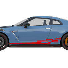 Side Checkered Graphics Stripes Decal Kit for Nissan GT-R 2