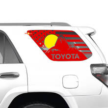 Side Quarter Window US Flag Patriotic Mountains Sunset Vinyl Stickers Decal Kit for Toyota 4Runner 2