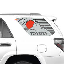 Side Quarter Window US Flag Patriotic Mountains Sunset Vinyl Stickers Decal Kit for Toyota 4Runner 3