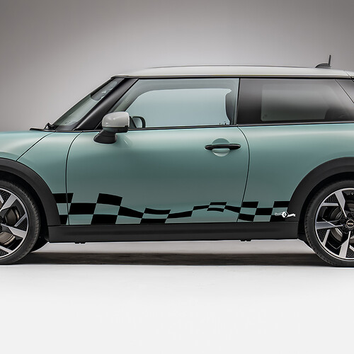Side Racing Checkered stripes graphics decal for Mini Cooper S 2