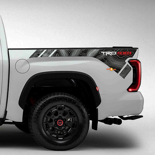 BedSide Side TRD Topographic Map Vinyl Stickers Decal fit to Toyota Tundra
