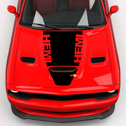 Hemi Wrap Central Hood Blackout Vinyl Decal Sticker for Dodge Challenger