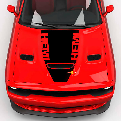 Hood Wrap Central Hood Blackout Vinyl Decal Sticker for Dodge Challenger 2