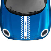 Hood Checkered Racing Central Stripe Rally Decal graphics sticker for MINI Cooper S 2