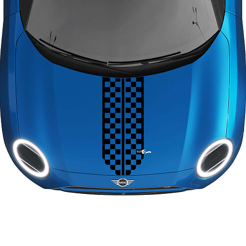 Checkered Flag Stripes Hood Racing Central Rally Decal graphics sticker for MINI Cooper