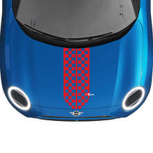 Checkered Flag Stripes Hood Racing Central Rally Decal graphics sticker for MINI Cooper 3