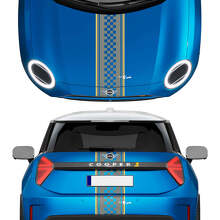Hood and Rear Checkered stripes Mini Cooper Vinyl graphics decal Sticker for Mini Cooper S 2