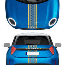 Hood and Rear Checkered Stripes Mini Cooper Vinyl graphics decal Sticker for Mini Cooper S 2