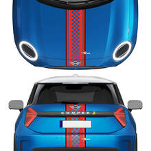 Hood and Rear Checkered stripes Mini Cooper Vinyl graphics decal Sticker for Mini Cooper S 3