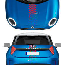 Hood and Rear Checkered stripes Mini Cooper Vinyl graphics decal Sticker for Mini Cooper 3