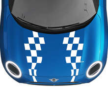 Hood Checkered stripes Mini Cooper Vinyl graphics decal Sticker for Mini Cooper 2