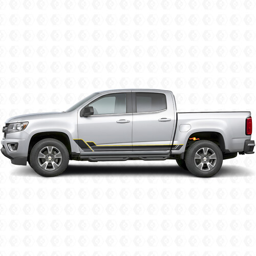 Angular Outline Door & Rocker Panel Vinyl Stripes for Chevrolet Colorado 2nd Gen 2015-2022_1