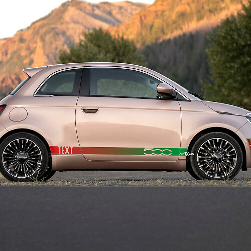 Custom Text Rocker Panel Gradient color Stripe Decal side Graphics stripes for Fiat 500