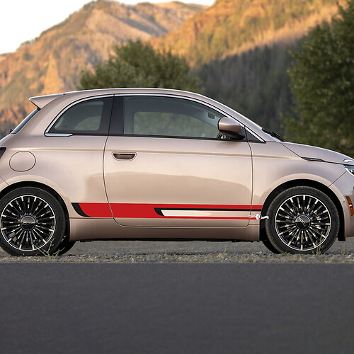 Rocker Panel two color Stripe Decal side Graphics stripes for Fiat 500