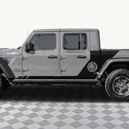 Military Star US Flag Rear Side Doors Vinyl Decal Sticker 2 for Jeep Gladiator