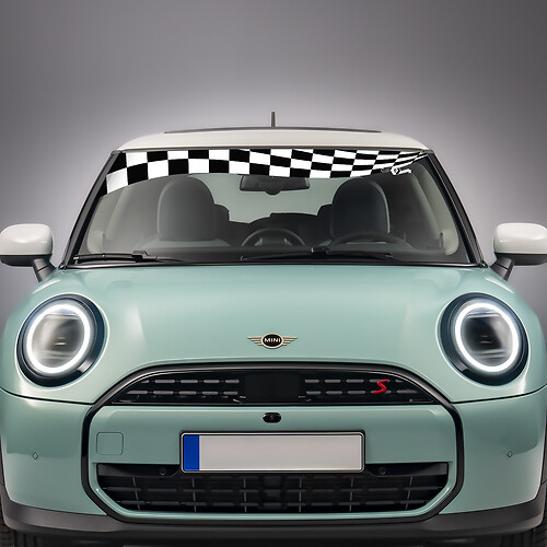 Windshield Checkered Flag Stripe Vinyl graphics decal Sticker for Mini Cooper S