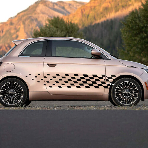 Doors checkered flag Decal side Graphics stripes for Fiat 500