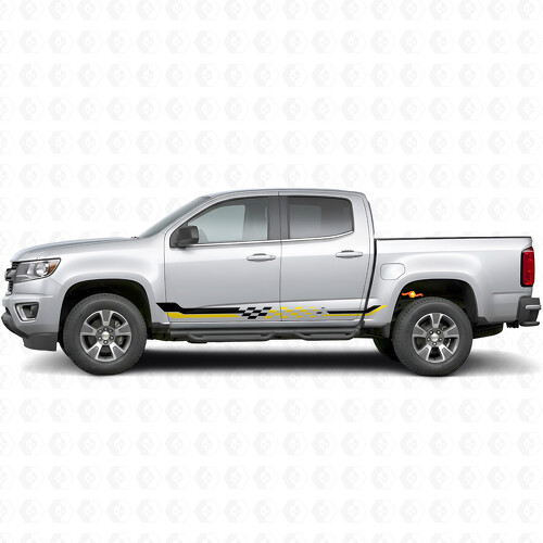 Checkered Racing Door & Rocker Panel Vinyl Stripes for Chevrolet Colorado 2nd Gen 2015-2022