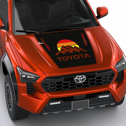 TRD off Road Mountains Vintage Retro Heritage Stripes Wrap Hood decal Sticker for Toyota Tacoma 4th gen