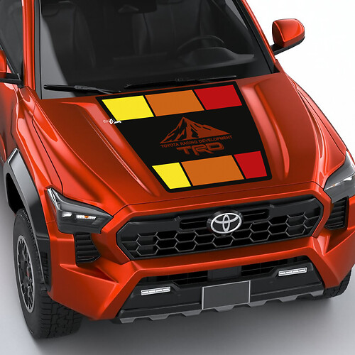 TRD Mountains Vintage Retro Heritage Stripes Wrap Hood decal Sticker for Toyota Tacoma 4th gen