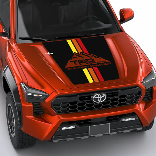 TRD Mountains Vintage Retro Heritage Stripes Hood decal Sticker for Toyota Tacoma 4th gen