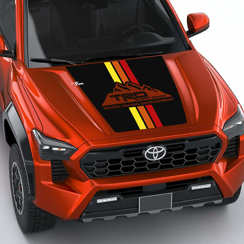 TRD Mountains Vintage Retro Heritage Stripes Hood decal Sticker for Toyota Tacoma 4th gen