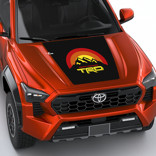 TRD Mountains Vintage Retro Heritage Sun Stripes Hood decal Sticker for Toyota Tacoma 4th gen