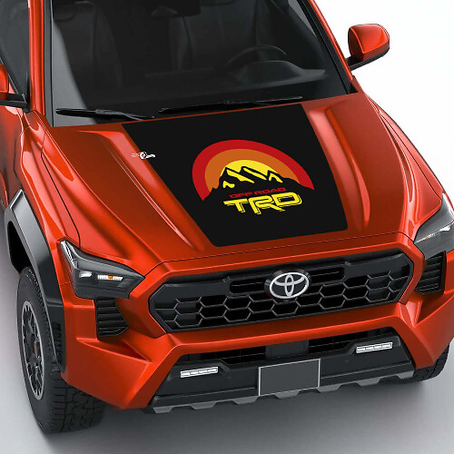 TRD Mountains Vintage Retro Heritage Sun Stripes Hood decal Sticker for Toyota Tacoma 4th gen