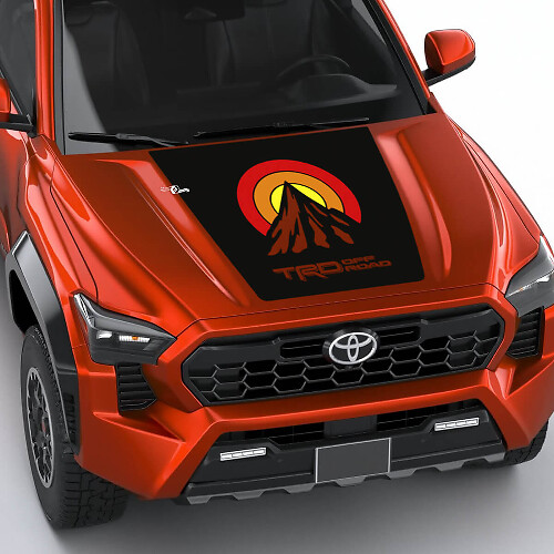 TRD Mountain Vintage Retro Heritage Sun Stripes Hood decal Sticker for Toyota Tacoma 4th gen