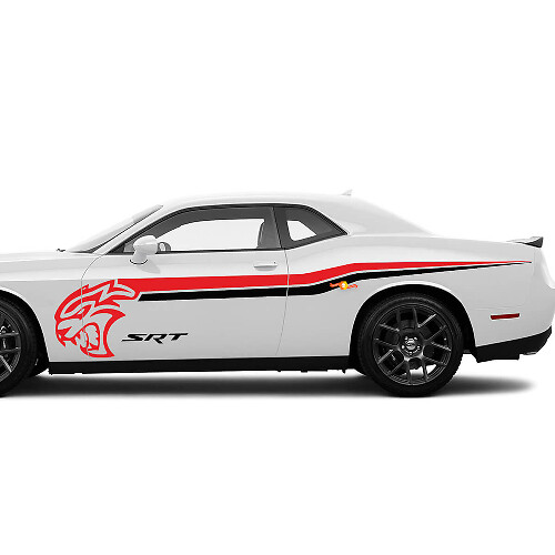 Two colors SRT Hellcat Side Stripes Decals Stickers For Dodge Challenger or Charger