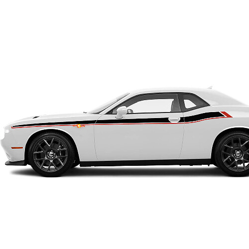 Two colors Side Accent Stripes Decals Stickers For Dodge Challenger