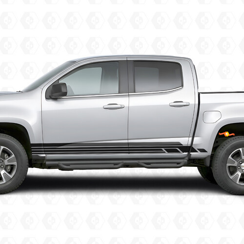 Layered Lightning Door & Rocker Panel Vinyl Stripes for Chevrolet Colorado 2nd Gen 2015-2022