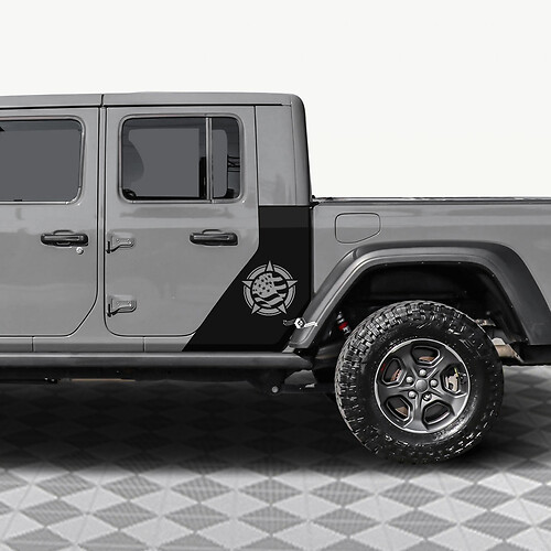 Military Star US Flag Rear Side Doors Vinyl decal sticker fit Jeep Gladiator 3