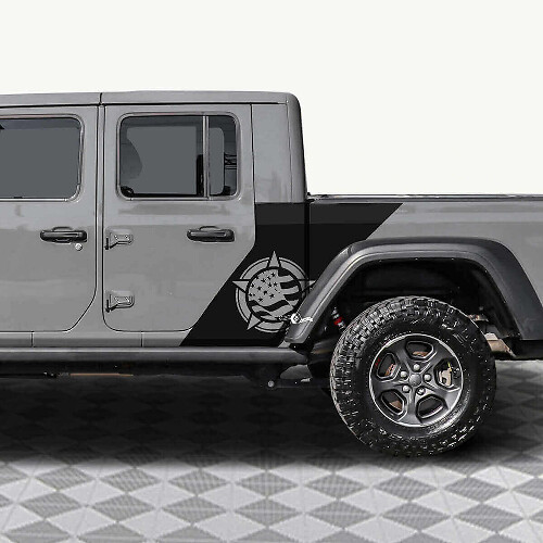 Military Star US Flag Side Vinyl Decal Kit for Jeep Gladiator