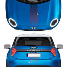 Hood and Rear Checkered Gradient stripes Mini Cooper Vinyl graphics decal Sticker for Mini Cooper S 3