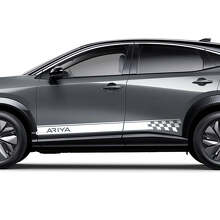 Sides Checkered Racing Stripes Graphics Decal Kit for Nissan ARIYA 2