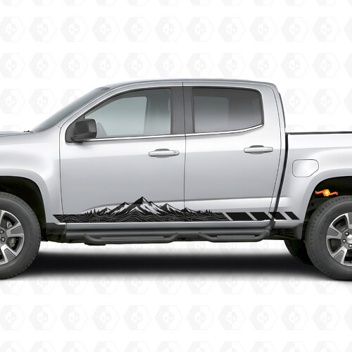 Mountain Topographic Door & Rocker Panel Vinyl Stripes for Chevrolet Colorado 2nd Gen 2015-2022