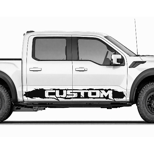 Custom Text Side Rocker Panel Stripe Graphics Vinyl Decal Sticker for Ford F150 Raptor 1