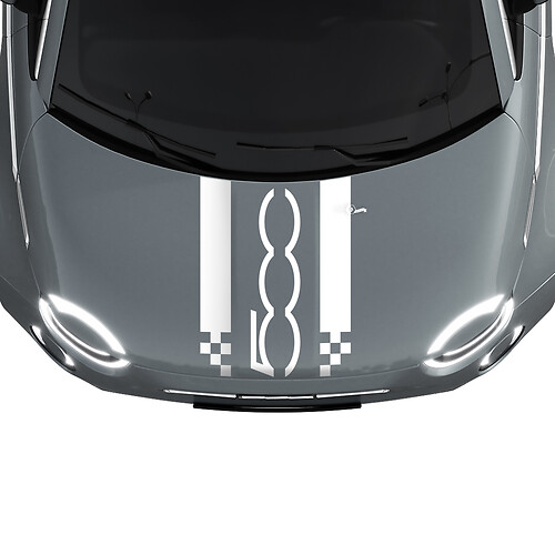 500 Hood Dual Racing Checkered Stripe Decal Sticker Graphics for Fiat 500