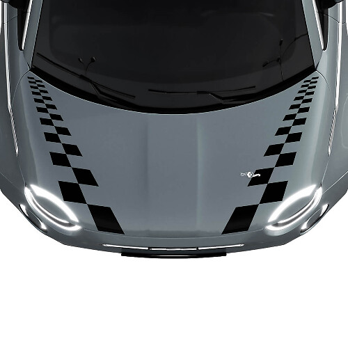 500 Dual Checkered Hood Stripe Decal Sticker Graphics for Fiat 500 1