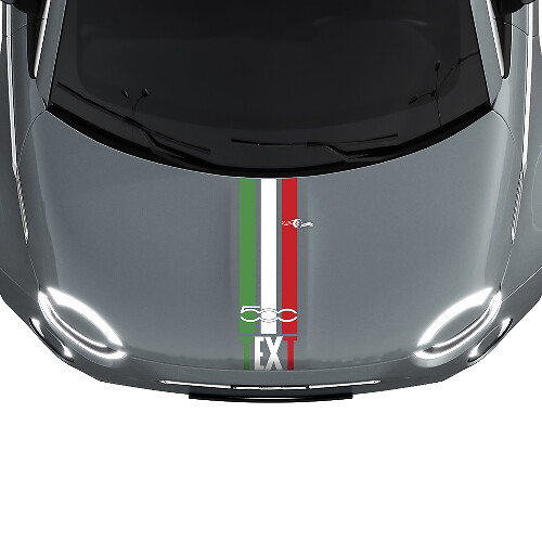 Custom Text Tri Stripes Italy  Flag Hood Stripe Decal Sticker Graphics for Fiat 500