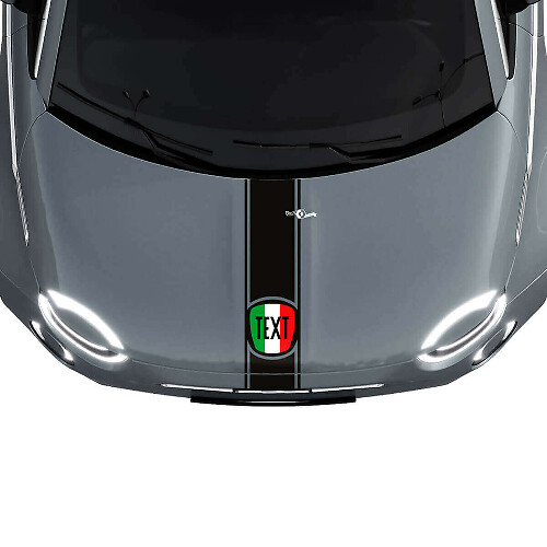 Custom Text Italy Flag Stripe Hood Decal Sticker Graphics for Fiat 500